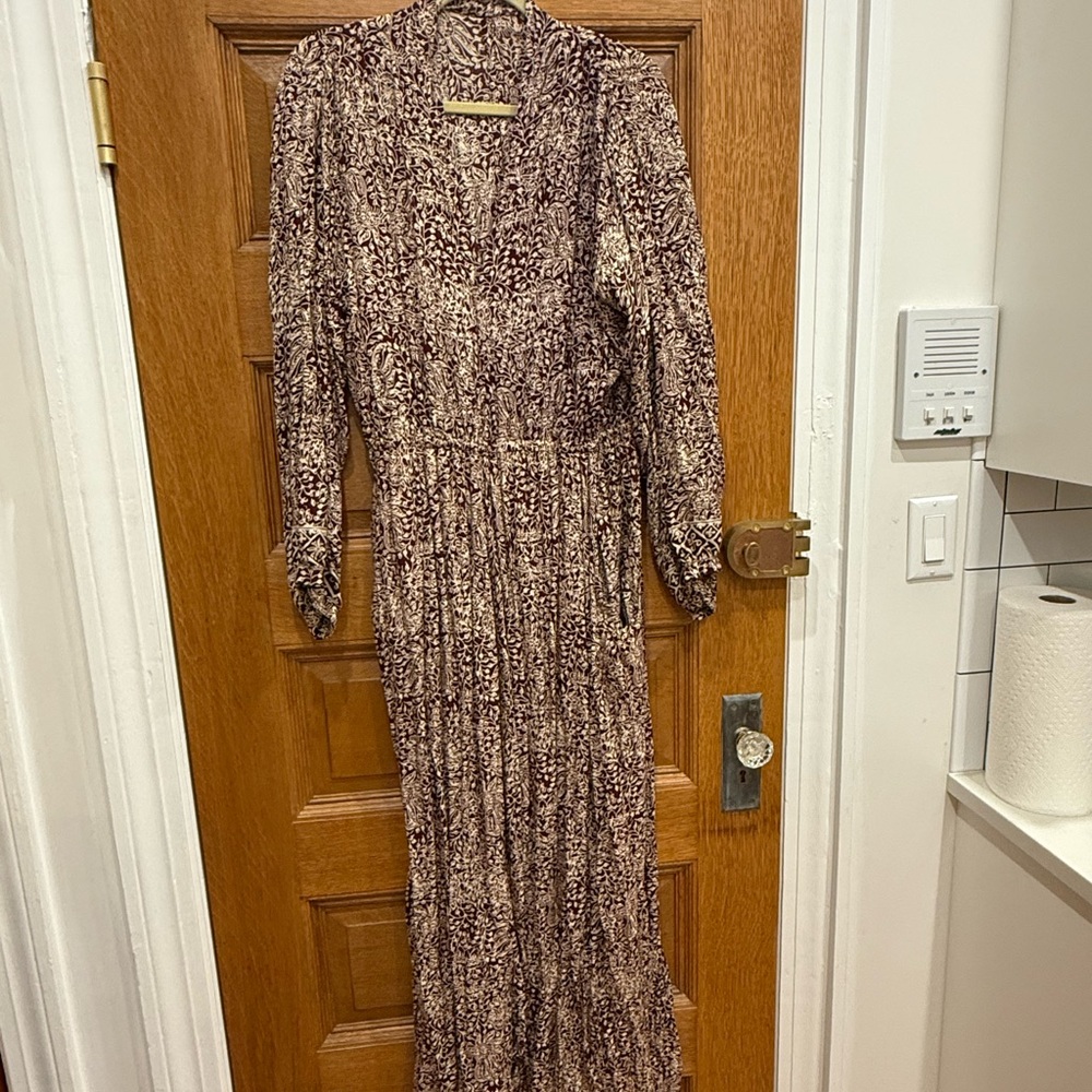 Natalie Martin Long Sleeve Dress - Brown and Cream